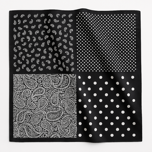 Foulard carré de soie 70 - Paisley Noir-Maison Berettini