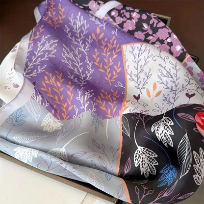 Foulard carré de soie 70 - Patchwork floral violet-Maison Berettini