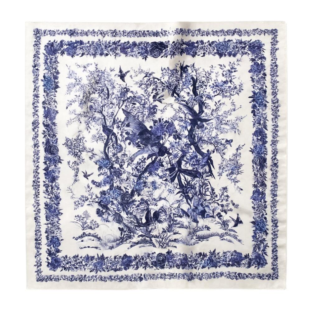 Foulard carré de soie 70 - Porcelaine Bleue-Maison Berettini