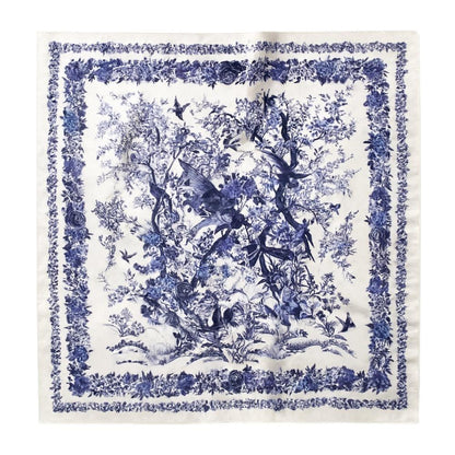 Foulard carré de soie 70 - Porcelaine Bleue-Maison Berettini