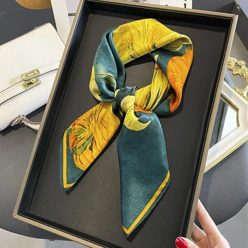 Foulard carré de soie 70 - Soleil Émeraude-Maison Berettini