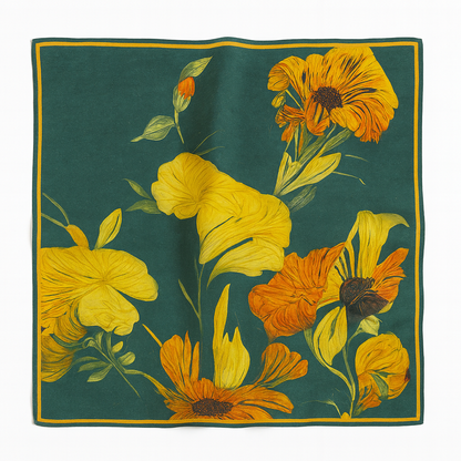Foulard carré de soie 70 - Soleil Émeraude-Maison Berettini