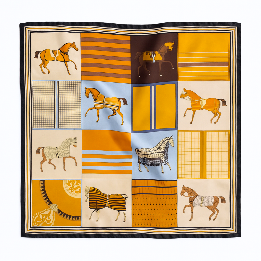 Foulard carré de soie 70 - Tradition Équestre-Maison Berettini