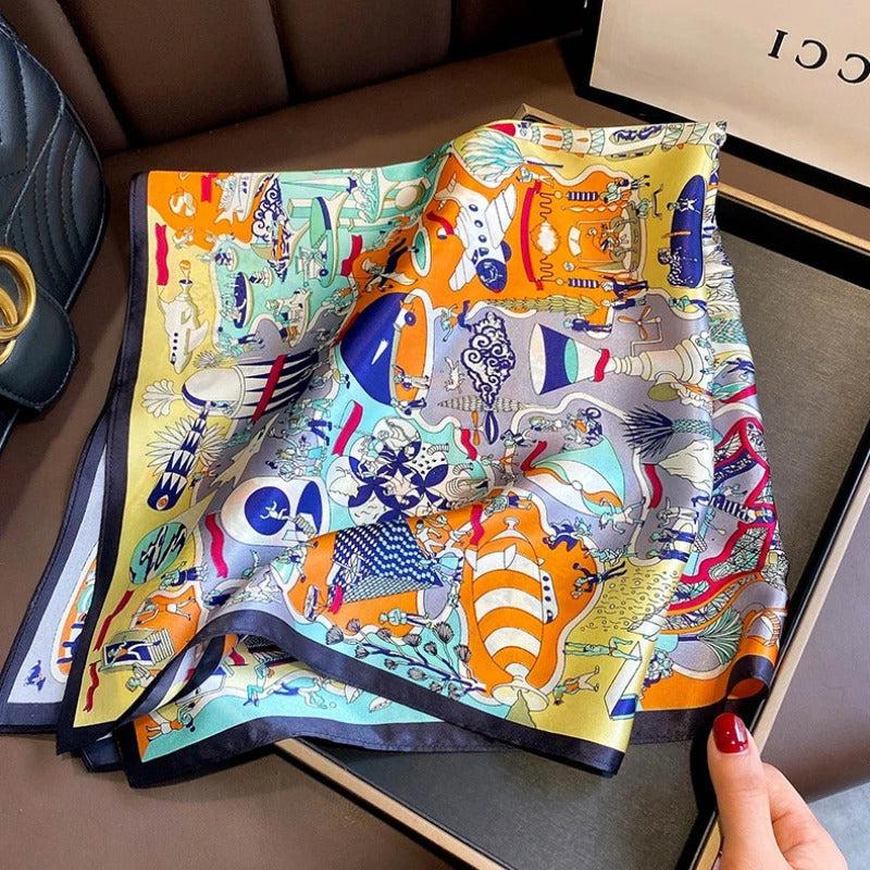 Foulard carré de soie - Voyage des Merveilles-Maison Berettini