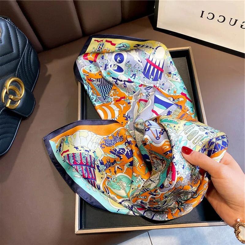 Foulard carré de soie - Voyage des Merveilles-Maison Berettini