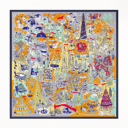 Foulard carré de soie - Voyage des Merveilles-Maison Berettini